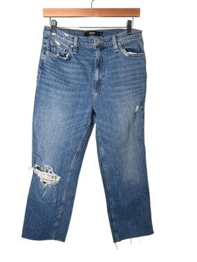 Hudson Remi High Rise Distressed Straight Crop Jeans Size 29